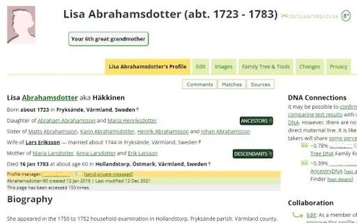 WikiTree Browser Extension: Mejora tu genealogía gratis - Screenshot 1
